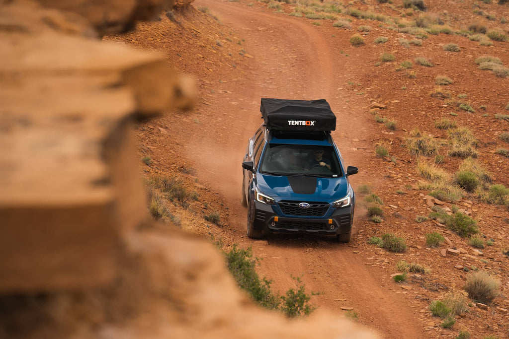 American TentBox road trip through sandy terrain