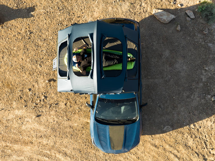 Aerial view of the TentBox Lite XL in Summer Mode.