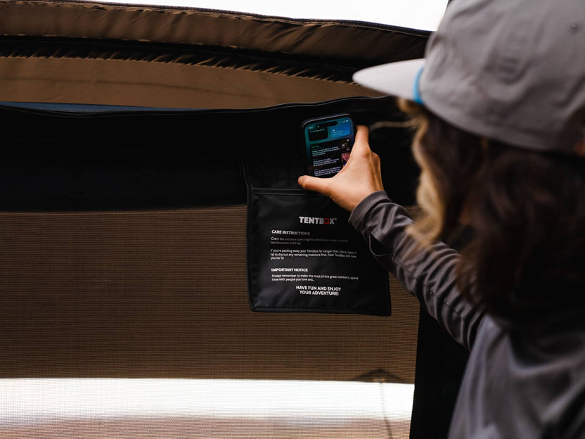 Using the storage pockets inside the TentBox Lite XL rooftop tent