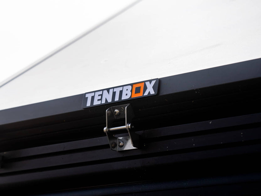 Detailed view of the TentBox Cargo 2.0 logo badge