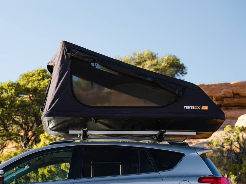 The TentBox GO installed on a Toyota Rav4 in the Utah desert